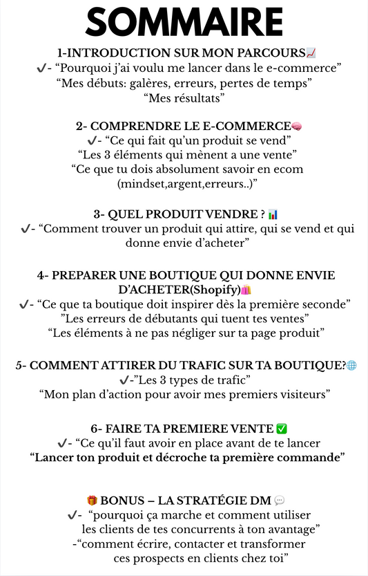 📈 De zéro à ta première vente en e-commerce